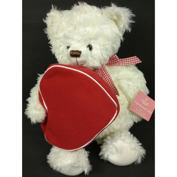 Hallmark "From My Heart" White 14" Valentines Day Bear Plush/Heart Gift Zip Bag - Picture 1 of 12